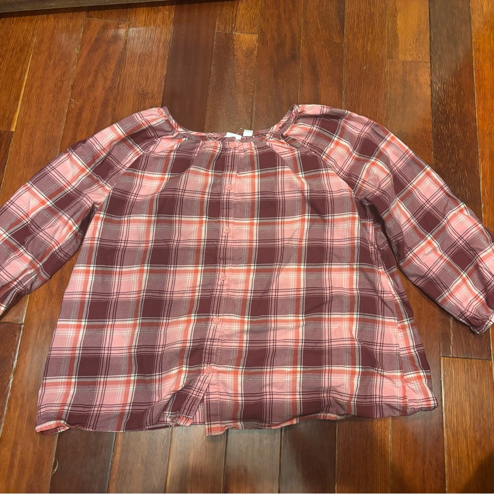 GAP Kids Plaid Blouse in Red and Pink